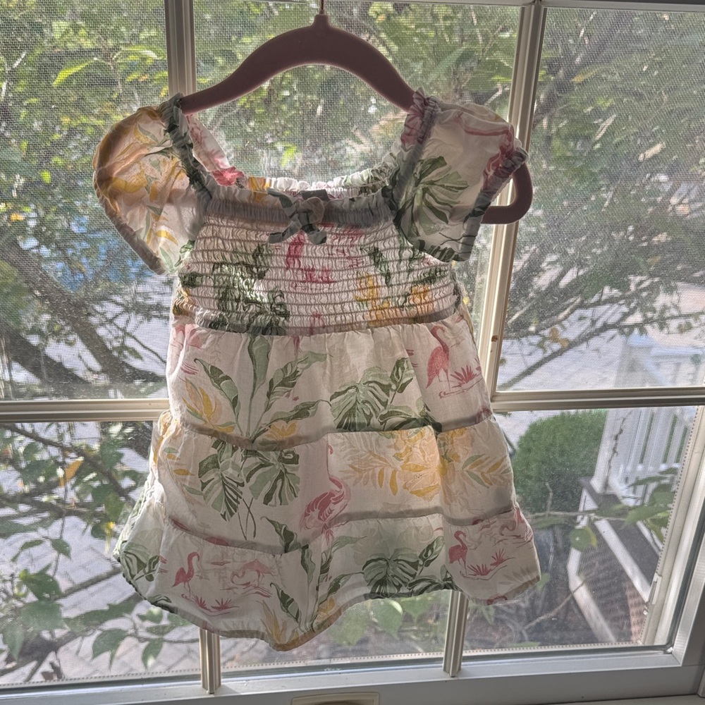 The Children's Place Tropical Print Dress - Pink, Green, Yellow